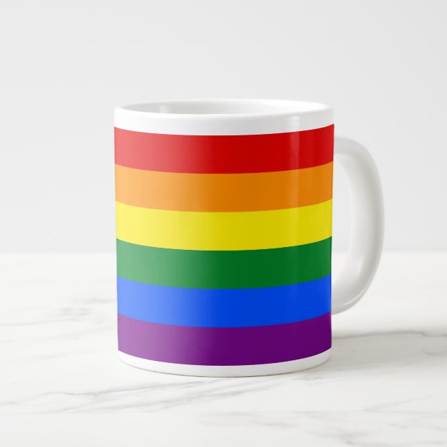 LGBT Gay pride 6-Rand Rainbow Flagga Jumbo Mugg (Framsida höger)