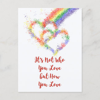 Lgbt Gay pride Bevackra Rainbow Hearts & Quote Vykort