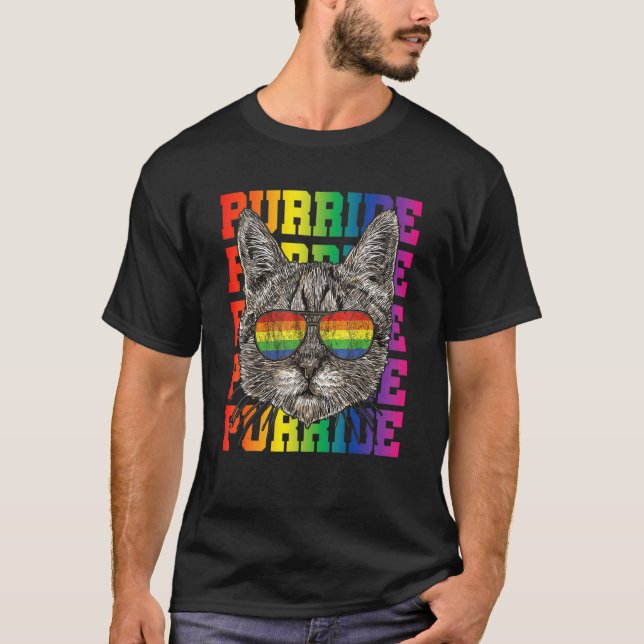 Lgbt Gay pride Cat Purride Cat Lgbtq Manar Kvinnor T Shirt (Framsida)