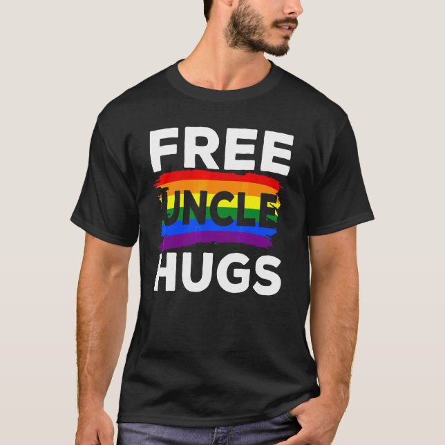 Lgbt Gay pride Free farbror Hugs Matching Support  T Shirt (Framsida)