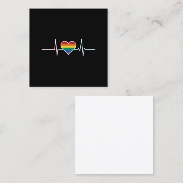 LGBT Gay pride Heartslag Lesbisk Gays Kärlek Fyrkantigt Visitkort (Fram/baksida)