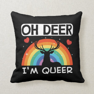 LGBT Gay Pride Month Åh Älg Jag Är Queer Regnbåge Kudde