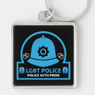 LGBT+ Gay pride-polisen Fyrkantig Silverfärgad Nyckelring