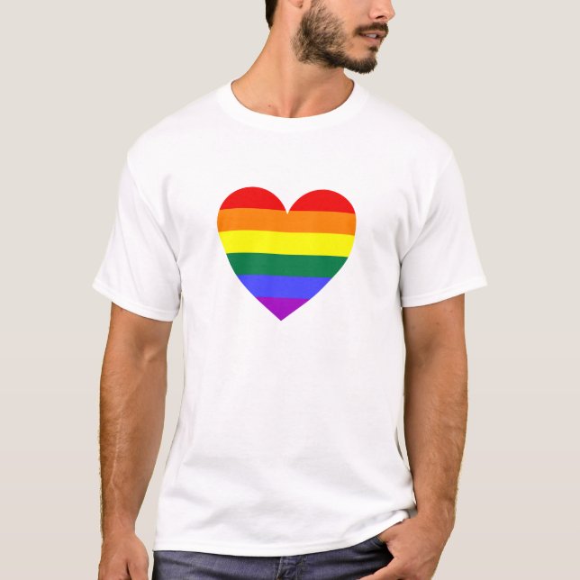 LGBT Gay pride Rainbow Heart T Shirt (Framsida)