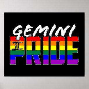 LGBT Gemini-Pridet Flagga Zodiac-tecken Poster