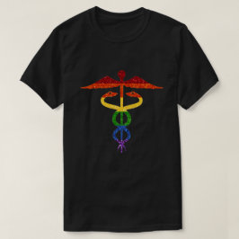 LGBT Glitter Rainbow Caduceus T Shirt