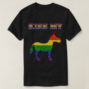 LGBT Glitter Rainbow Kiss My Funny T Shirt