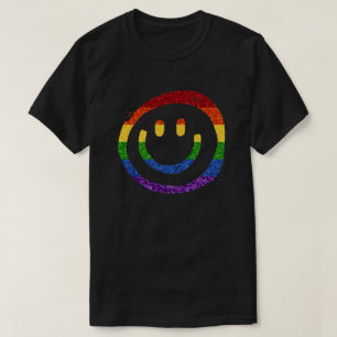 LGBT Glitter Rainbow Marker Smiley T Shirt