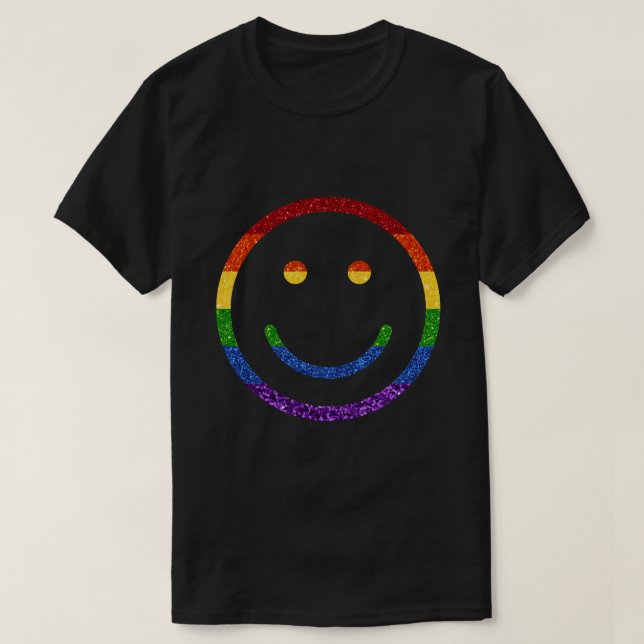 LGBT Glitter Rainbow Pride Smile T Shirt (Design framsida)