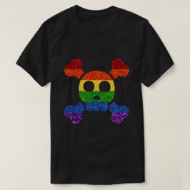 LGBT Glitter Rainbow Skull 'n' Korsben T Shirt