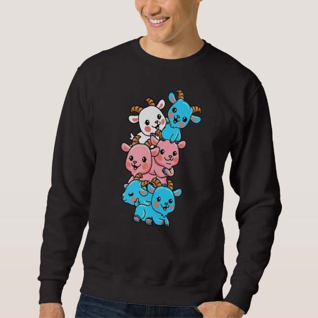 Lgbt Goat Goth Pansexual Flagga Lång Ärmad Tröja (Framsida)