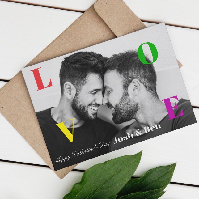 LGBT God Alla Hjärtans Dag Anpassad Foto Monogram Julkort (Skapare uppladdad)