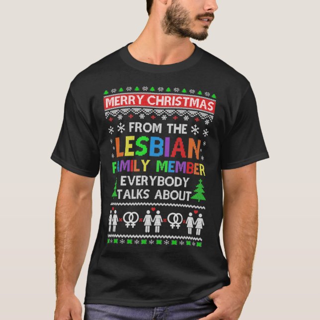 LGBT God jul från Lesbisk Moster Ugly T Shirt (Framsida)