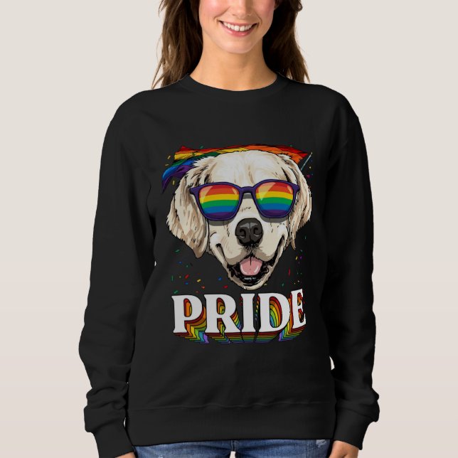 LGBT Golden Retriever Gay Pride Rainbow Flag Sungl T Shirt (Framsida)