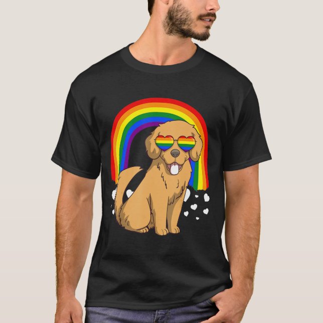 Lgbt Golden Retriever Hund Gay pride Rainbow Lgbtq T Shirt (Framsida)