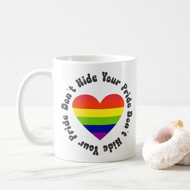 LGBT Gömmer inte Pridet, GayPride Kaffemugg (Med munk)