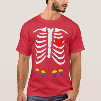 Lgbt-Gravid Meddelande Twin Skeleton Baby Les T Shirt