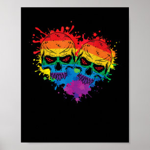 Lgbt Heart Gay pride Skull Rainbow Kärlek HGBT Sup Poster