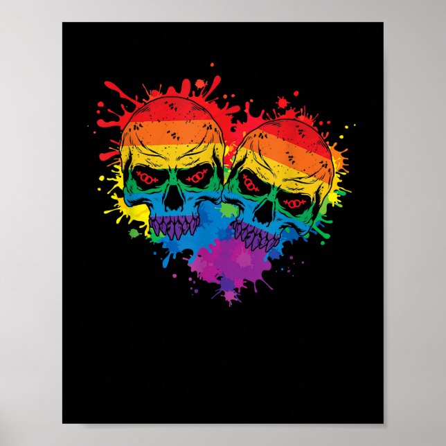 Lgbt Heart Gay pride Skull Rainbow Kärlek HGBT Sup Poster (Framsidan)