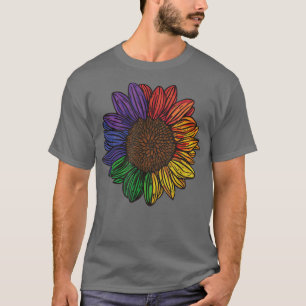LGBT HGBTQ Kärlek Lesbisk Gay Rainbow Solros T Shirt