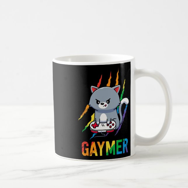 Lgbt Katt Pride Tröja Regnbåge Video Spel Älskare  Kaffemugg (Höger)
