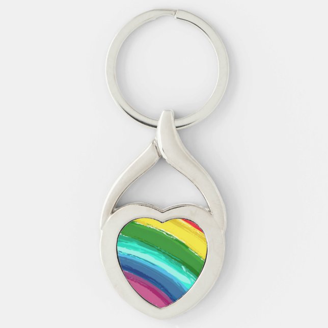 LGBT KEYCHAINS TWISTED HEART SILVERFÄRGAD NYCKELRING (Framsidan)
