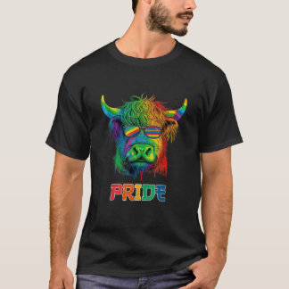 LGBT Lesbisk Gay pride Scottish Highland Cow T Shi T Shirt