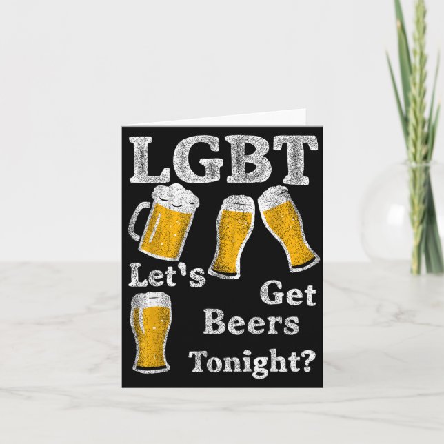 Lgbt Let's Get Beers Tonight Beer Saying Funny Gra Kort (Framsida)