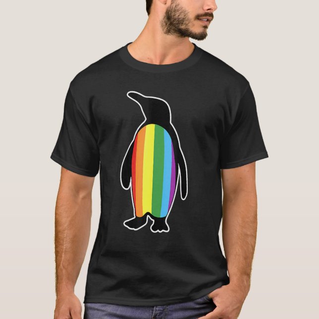Lgbt Lgbtq Gay pride Rainbow Flagga Penguin T Shirt (Framsida)
