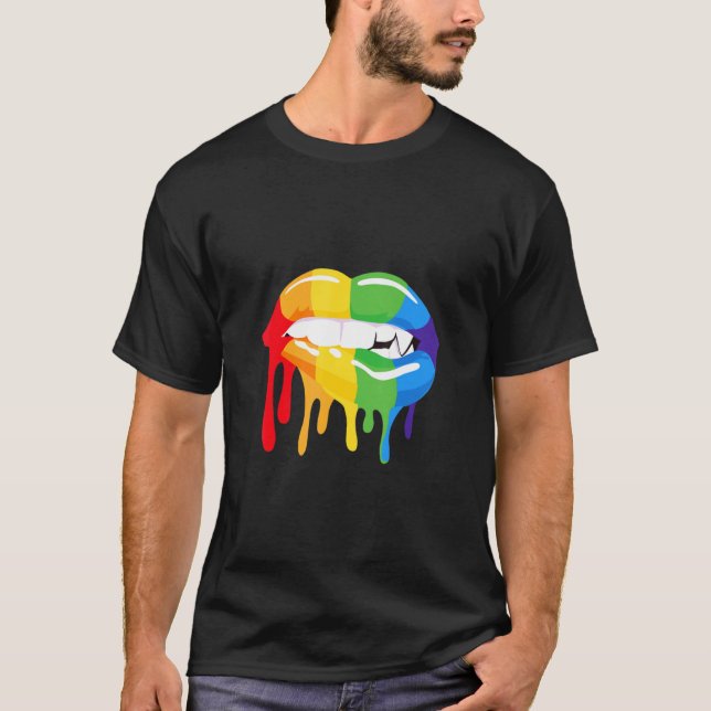 Lgbt Lgbtq Rainbow Färg Kärlek Bisexual Vampire L. T Shirt (Framsida)