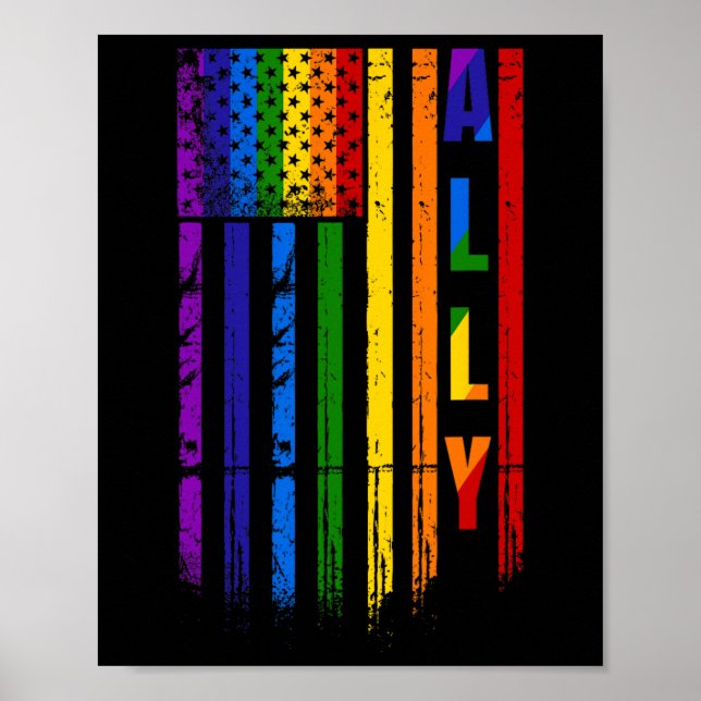 Lgbt Lgbtq Rainbow Pride American Flagga 4:e juli Poster (Framsidan)