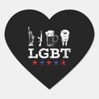 LGBT Liberty Beer Trump Funny LGBT Hjärtformat Klistermärke