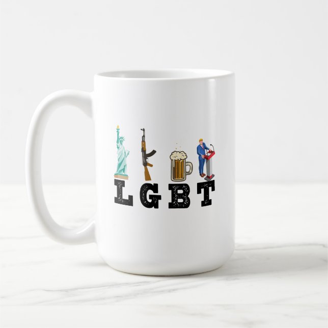 LGBT Liberty Guns Beer Trump Politiskt gåva Kaffemugg (Vänster)