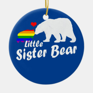 LGBT Little Sister Bear Gay pride Equal-Höger Julgransprydnad Keramik