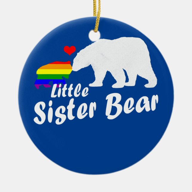 LGBT Little Sister Bear Gay pride Equal-Höger Julgransprydnad Keramik (Framsidan)