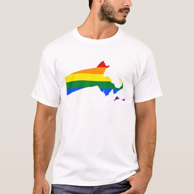 LGBT Massachusetts, US statlig flagga karta T-Shir T Shirt (Framsida)