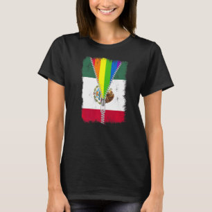 Lgbt Mexico Flagga Zip Rainbow Mexican Gay pride T Shirt