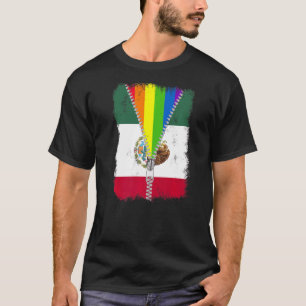 Lgbt Mexico Flagga Zip Rainbow Mexican Gay pride T Shirt