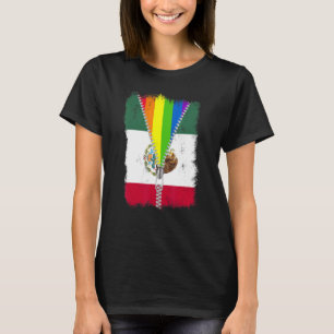 Lgbt Mexico Flagga Zip Rainbow Mexican Gay pride T Shirt