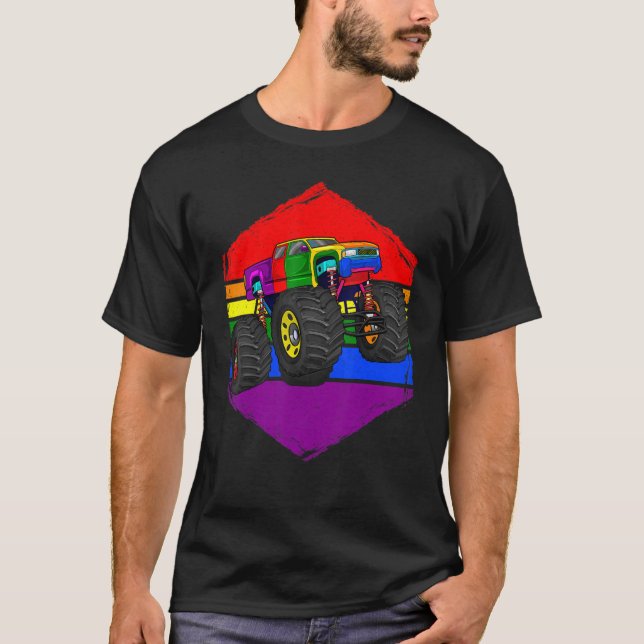 Lgbt Monster Lastbil Rainbow Flagga Lgbt Q Car Gay T Shirt (Framsida)
