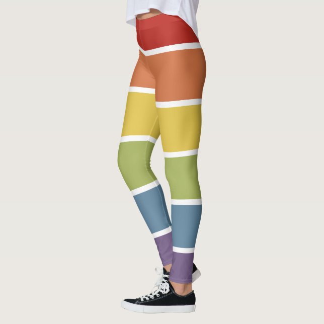 LGBT MUTED Retro Färg Rainbow Leggings (Vänster)