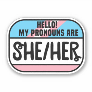 LGBT Namn bricka Transgender Pronounons Hon Klistermärken