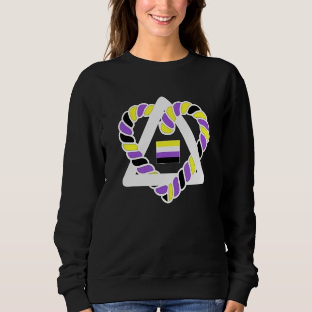 LGBT Non Binary Flag Triangle Heart  Nonbinary Pri T Shirt (Framsida)