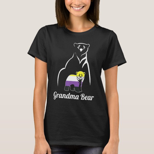LGBT Non Binary Grandma Bear Enby Non Binary Pride T Shirt (Framsida)