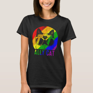 Lgbt Pride Ally Cat Rainbow Flagga Gay Lesbisk Sup T Shirt