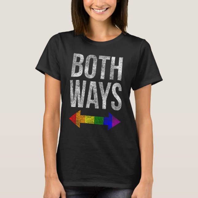 LGBT Pride Both Ways Bisexual Rainbow Arrow Human  T Shirt (Framsida)