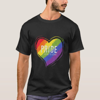 LGBT Pride Design With Heart Rainbow Flag Men Wome T Shirt