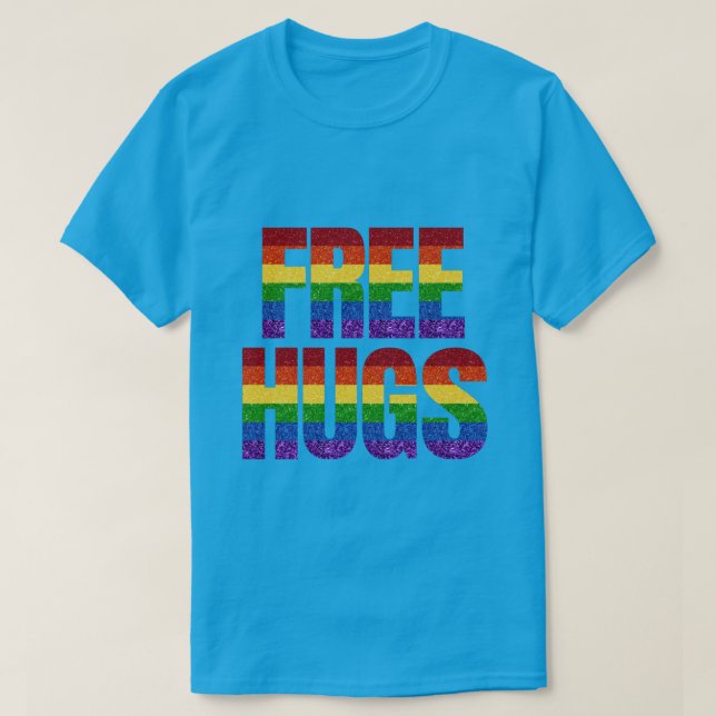 LGBT Pride Flagga Free Hugs T Shirt (Design framsida)