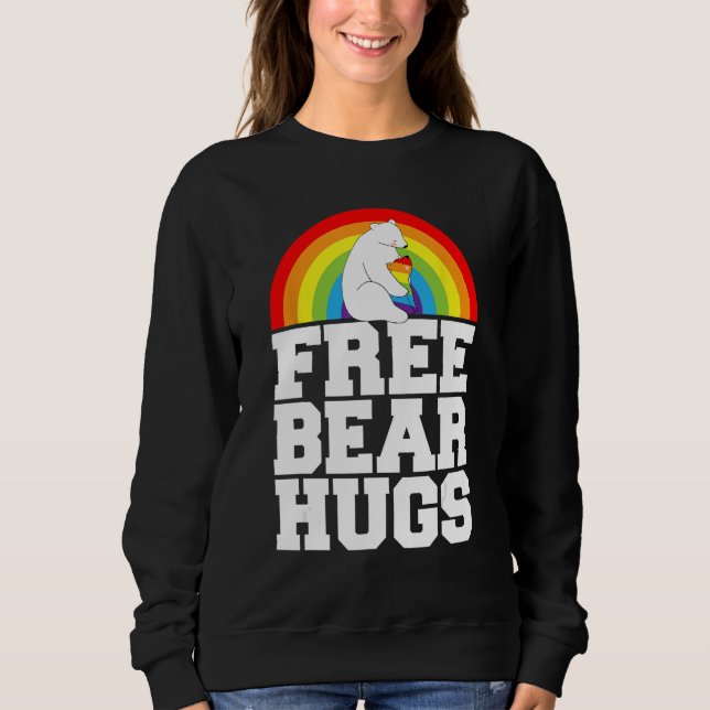 LGBT Pride Free Bear Hugs Rainbow Support Human Ri T Shirt (Framsida)