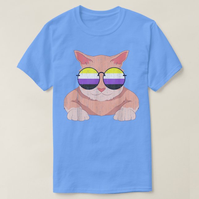 LGBT-Pride Funny Cat Sunglass Tredje Genderna, ej  T Shirt (Design framsida)